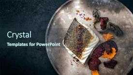  Presentation with algae - Beautiful slides featuring gourmet-fried-european-skrei-cod backdrop and a tawny brown colored foreground