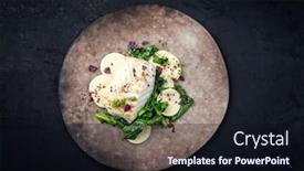  Presentation with pasta - Colorful slide set enhanced with gourmet-fried-european-skrei-cod backdrop and a wine colored foreground