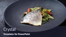  Presentation with italian - Slide deck enhanced with gourmet-fried-italian-gilthead-fish background and a tawny brown colored foreground