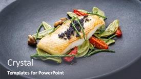  Presentation with italian - Amazing PPT theme having gourmet-fried-italian-sea-bass backdrop and a gray colored foreground