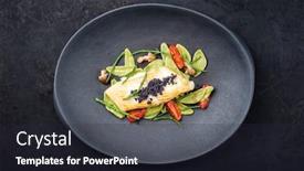  Presentation with italian - Presentation design having gourmet-fried-italian-sea-bass background and a wine colored foreground