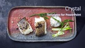  Presentation with japanese - Slide set with gourmet-fried-japanese-skrei-cod background and a wine colored foreground