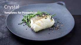  Presentation with trout fish file - Slide set consisting of gourmet-fried-japanese-skrei-cod background and a gray colored foreground