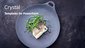  Presentation with japanese - PPT theme consisting of gourmet-fried-japanese-skrei-cod background and a dark gray colored foreground