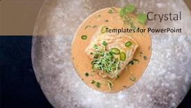  Presentation with curry - Theme enhanced with gourmet-fried-skrei-cod-fish background and a coral colored foreground