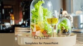  Presentation with greek - Slide deck with gourmet-greek-salad-in-restaurant background and a coral colored foreground