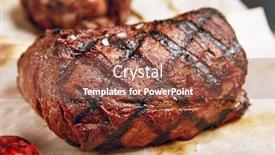  Presentation with parchment - Colorful PPT theme enhanced with gourmet grill restaurant steak menu backdrop and a coral colored foreground