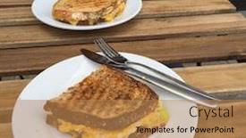  Presentation with sandwich - PPT layouts having gourmet grilled cheese sandwich background and a coral colored foreground