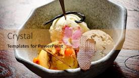  Presentation with ice cream - Beautiful slide deck featuring gourmet-ice-cream-ball backdrop and a gold colored foreground