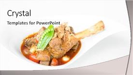  Presentation with main course - Presentation design featuring gourmet main entree course lamb background and a  colored foreground
