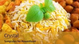  Presentation with indian food - Amazing theme having gourmet pakistan - vegetarian biryani rice or briyani backdrop and a gold colored foreground