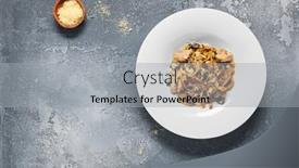  Presentation with dark blue - Theme enhanced with gourmet-pasta-with-chicken background and a light gray colored foreground