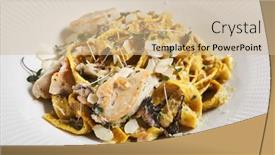  Presentation with dark blue - Amazing presentation having gourmet-pasta-with-chicken backdrop and a soft green colored foreground