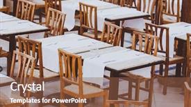  Presentation with banquet - Colorful PPT layouts enhanced with gourmet restaurant banquet facilities backdrop and a tawny brown colored foreground