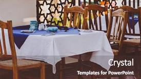 Presentation with banquet - Theme having gourmet restaurant banquet facilities background and a tawny brown colored foreground