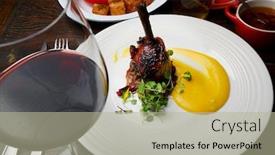  Presentation with duck - Cool new presentation theme with gourmet-restaurant-roasted-duck-leg backdrop and a mint green colored foreground