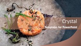  Presentation with salt water fish - Theme having gourmet-salmon-fish-tartar-raw background and a coral colored foreground