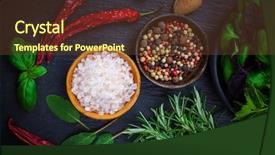  Presentation with herbs - Beautiful slides featuring gourmet salt - spices and herbs on black backdrop and a tawny brown colored foreground