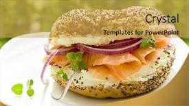  Presentation with bagel - Cool new presentation with gourmet sandwich - fresh bagel with salmon backdrop and a yellow colored foreground
