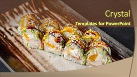  Presentation with sushi - Slides enhanced with gourmet-sushi-on-the-dark background and a tawny brown colored foreground