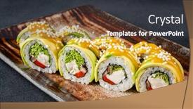  Presentation with sushi - Presentation design consisting of gourmet-sushi-on-the-dark background and a dark gray colored foreground