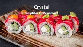  Presentation with sushi - Slide set with gourmet-sushi-on-the-dark background and a dark gray colored foreground