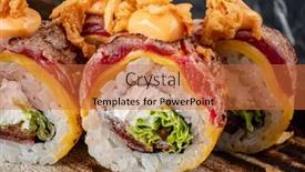  Presentation with sushi - Presentation enhanced with gourmet-sushi-on-the-dark background and a red colored foreground