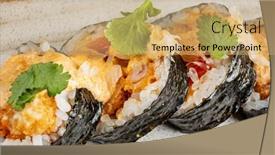  Presentation with sushi - Theme consisting of gourmet-sushi-on-the-dark background and a coral colored foreground