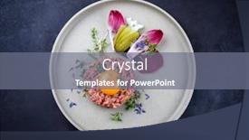  Presentation with beef - Presentation theme consisting of gourmet-tartar-raw-from-beef background and a gray colored foreground