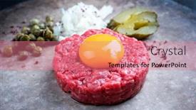  Presentation with beef - Colorful theme enhanced with gourmet-tartar-raw-from-beef backdrop and a coral colored foreground