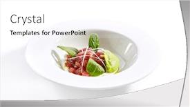  Presentation with fish tuna - PPT theme enhanced with gourmet-tuna-tartar-with-various background and a white colored foreground