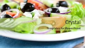  Presentation with feta cheese - Beautiful presentation theme featuring gout - greek salad salad with feta backdrop and a yellow colored foreground