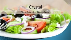  Presentation with gout - Theme consisting of gout - greek salad salad with feta background and a lemonade colored foreground