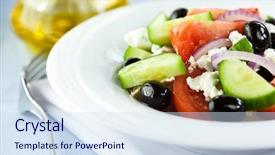 Presentation with feta cheese - Theme enhanced with gout - greek salad salad with feta background and a sky blue colored foreground