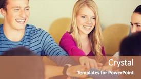  Presentation with education teamwork - Colorful PPT theme enhanced with governance team - education teamwork and people concept backdrop and a coral colored foreground