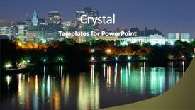  Presentation with historical architecture - Cool new presentation theme with governement canada - ottawa at night over river backdrop and a ocean colored foreground