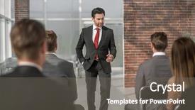  Presentation with team - PPT theme with governement employee training - businessman holds a briefing background and a gray colored foreground