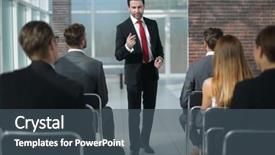  Presentation with business report - PPT layouts with governement employee training - businessman makes a report background and a dark gray colored foreground