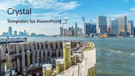  Presentation with new york city - Colorful slide set enhanced with governer - governors island - new york backdrop and a  colored foreground