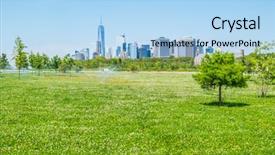  Presentation with harlem new york - Beautiful presentation design featuring governer - governors island new york backdrop and a light blue colored foreground