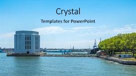  Presentation with new york - Cool new presentation design with governer - governors island new york backdrop and a light blue colored foreground