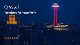  Presentation with skyline - Amazing slides having government - ankara skyline at night backdrop and a navy blue colored foreground