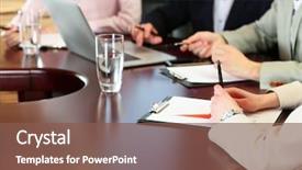  Presentation with conference - Colorful presentation design enhanced with government - business conference close- up backdrop and a violet colored foreground