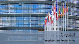  Presentation with european parliament - Presentation theme having government - european council parliament in strasbourg background and a seafoam green colored foreground