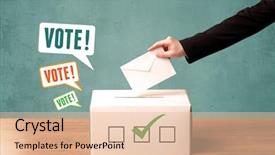  Presentation with voting - Presentation consisting of government - hand placing a voting slip background and a lemonade colored foreground