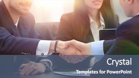  Presentation with partners - Theme featuring government - handshake financial partners sitting background and a ocean colored foreground