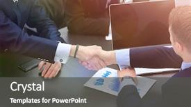  Presentation with partners - Beautiful presentation design featuring government - handshake financial partners sitting backdrop and a dark gray colored foreground