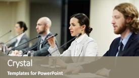  Presentation with speakers - Presentation theme enhanced with government - one of speakers talking background and a gray colored foreground