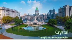  Presentation with city of chicago aerial view - Cool new PPT layouts with government - panorama of the city backdrop and a tawny brown colored foreground