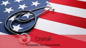  Presentation with american government - Beautiful PPT layouts featuring government - stethoscope on american national flag backdrop and a red colored foreground